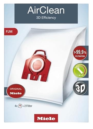 Miele Air Clean 3D Efficiency Dust Bag, Type FJM, 4 Bags and 2 Filters - F/J/M - White