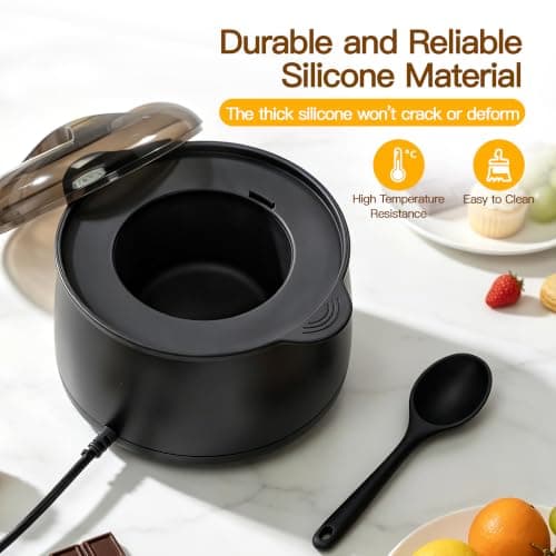 Chocolate Melting Pot Candy Melts Melter with 2 Insert Pots & Spoon, 400mL Electric Chocolate Melter, Adjustable 86°F-185°F Chocolate Melter for Candy, Fondue, Caramel, Butter & DIY Desserts — view 2