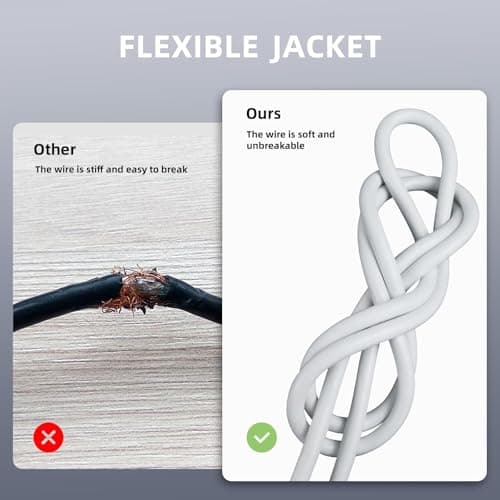 EP 6 Ft Outdoor Extension Cord - 16/3 SJTW Durable White Electrical Cable with 3 Prong Grounded Plug, UL Listed — view 5