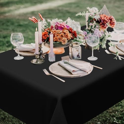 QZYL 4 PCS Picnic Table Cover with Bench Covers, Black Plastic Table Cloths, 54 X 108 in Disposable Waterproof Rectangle Table Covers for Camping Birthdays Weddings Parties Christmas — view 7
