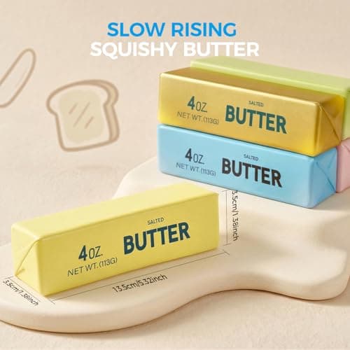 XQOQO Butter Squishy, Soft Slow Rising Squeeze Toys, Butter Stick Squishy Fidget Toys and Stress Balls Squishies for Office Desk Toys, Party Favors & Birthday Gifts(Yellow)