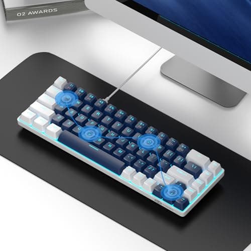 MageGee Portable 60% Mechanical Gaming Keyboard, MK-Box LED Backlit Compact 68 Keys Mini Wired Office Keyboard with Blue Switch for Windows Laptop PC Mac - Blue/White — view 5
