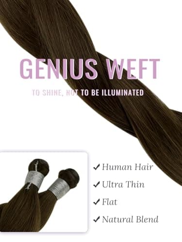 Fshine Genius Weft Extensions Human Hair 24 Inch Medium Brown Wefts Human Hair Extensions 60 Grams Sew in Human Hair Weft Real Hair Extensions One Piece — view 4