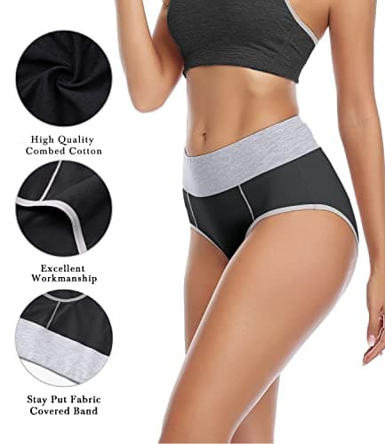wirarpa Women's Cotton Underwear High Waist Briefs Ladies Soft Comfortable Panties 5 Pack Black X-Small — view 3