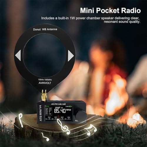 AMNVOLT V4 ATS MINI DSP Radio, Si4732 ESP32-S3 Full-Band Radio with Headphone Amplifier, 1.9" IPS Screen AM/FM/LSB/USB Receiver for Outdoor Adventures, Travel, and Daily Use — view 2