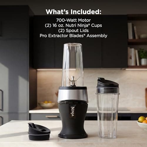 Ninja Fit Compact Personal Blender | For Smoothies, Shakes & Frozen Drinks | (2) 16-oz. To-Go Cups with Spout Lids | 700-Watt Countertop | Black | QB3001SS — view 5