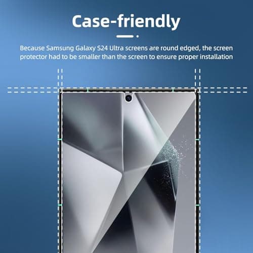 NEW'C 3 Pack Designed for Samsung Galaxy S24 Ultra Screen Protecto, (No for S24/S24 Plus), Tempered Glass, Case Friendly Scratch-proof, Bubble Free, Ultra Resistant — view 2