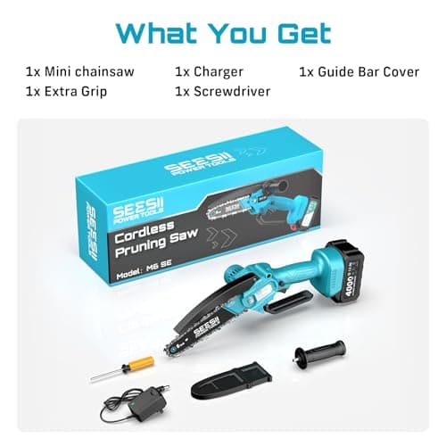 SEESII Cordless Mini Chainsaw 6 Inch, 4.0Ah Battery Powered Electric Saw — view 7