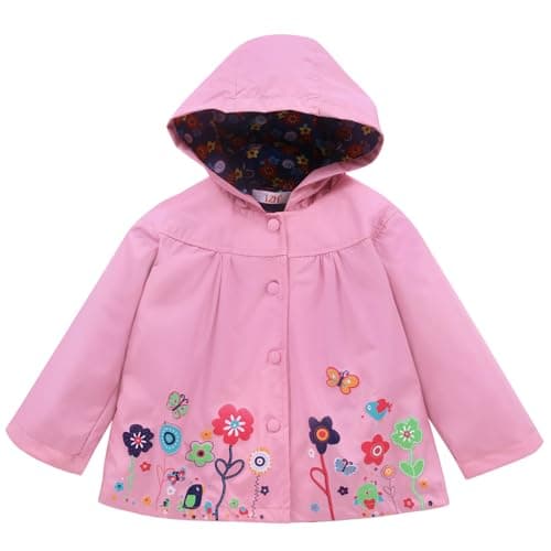 LZH Girl Baby Kid Waterproof Hooded Coat Jacket Outwear Suit Raincoat Hoodies with Pants Pink 3T(For Age 2-3Y) — view 4