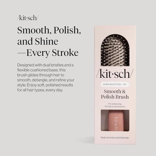 Kitsch Smooth & Polish Brush – Dual Bristle Detangler Brush, Shine & Frizz Control – Vegan Boar & Nylon Hair Brush with Cushioned Pad for Scalp Massage – Hair Care Tool for All Hair Types - Terracotta