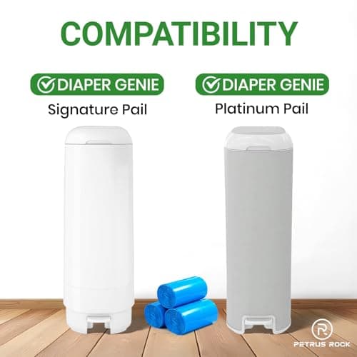 90 Refill Bags Compatible with Diaper Genie Easy Roll, Signature & Platinum Pail, Multi-Layer Odor Lock, Extra Thick Disposable Diaper Pail Refills — view 3