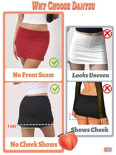 Danysu Mini Skirts for Women Sexy Skirt with Shorts Underneath Slit Summer Sports Vacation Going Out Outfits Stretch Skort Black Medium — view 3