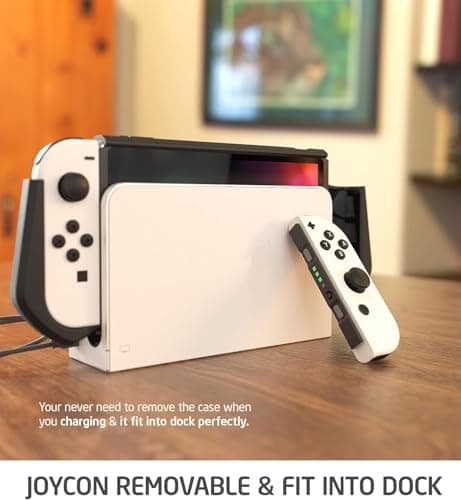 Mumba Dockable Case for Nintendo Switch OLED 2021, [Blade Series] TPU Grip Protective Cover Accessories Compatible with Nintendo Switch OLED and Joy-Con Controller (Black) — view 2