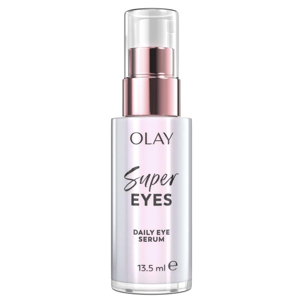 OLAY Super Eyes Daily Eye Serum for Dark Circles and Puffy Eyes 13.5 mL - With a Super Depuff Eye Roller - Vitamin C, Caffeine, Aloe Vera, Niacinamide & Collagen Peptide – Fragrance-Free Under Eye
