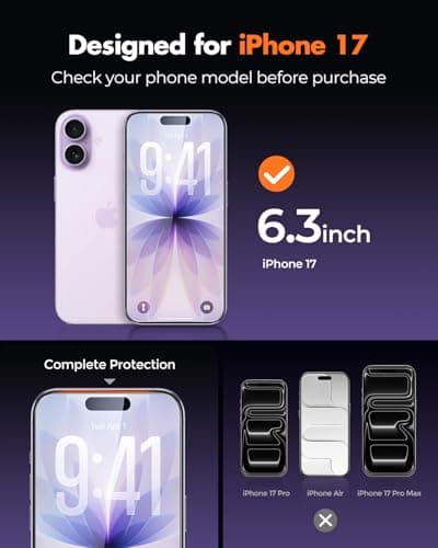 UNBREAKcable 3-Pack Screen Protector for iPhone 17, Double Shatterproof Tempered Glass [Easy Installation Frame] [9H Hardness] [99.99% HD Clear] [Case Friendly] for iPhone 6.3 inch