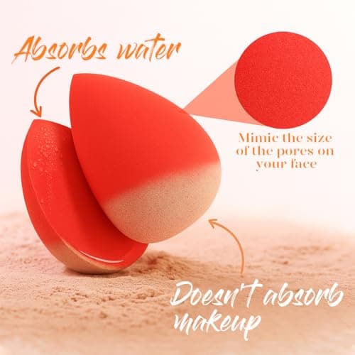 BEAKEY Makeup Sponge Set 5 Pack Micro Porous Low Absorption Soft Latex Free Foundation Beauty Sponges & Blenders for Powder Cream — view 2