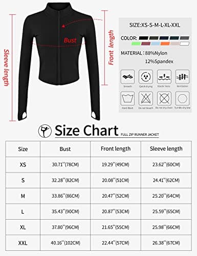 Gihuo Women's Athletic Full Zip Lightweight Workout Jacket with Thumb Holes, Black, Small — view 3