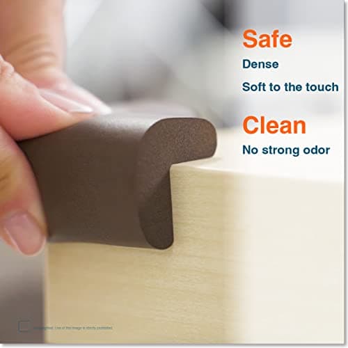 Roving Cove HeftyFit Corner Protector for Baby (4 Large Corners), Heavy-Duty Soft Rubber Foam Furniture Corner Bumper Guards, 3M Adhesive Pre-Taped, Coffee Brown — view 3