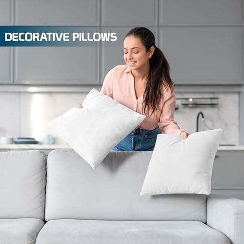 Utopia Bedding Throw Pillows (Set of 4, White) – 18 x 18 Inches Down Alternative Pillows for Bed, Sofa, and Couch - Fluffy Decorative Stuffer Pillow for Indoors & Outdoors — view 2