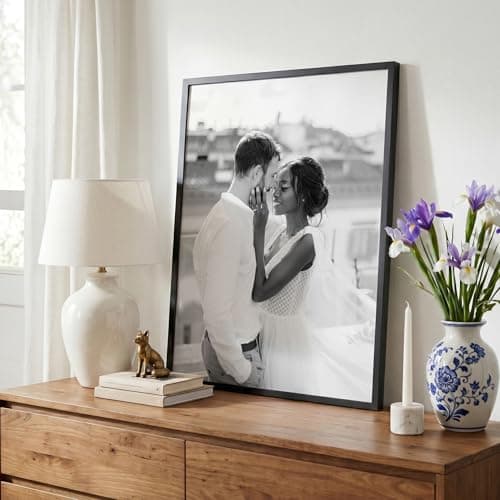 Americanflat 18x24 Poster Frame with Polished Plexiglass - Streamline Collection - Thin Border Picture Frame for Wall Display - Hanging Hardware Included - Black — view 3