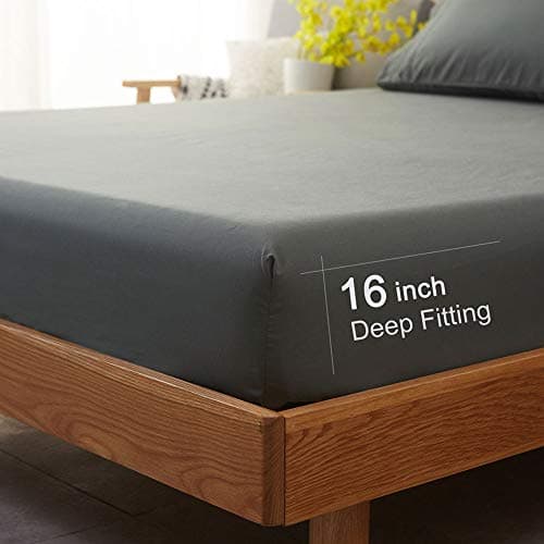 SONORO KATE Bed Sheet Set Super Soft Microfiber 1800 Series Luxury Egyptian Sheets 16-Inch Deep Pocket Wrinkle and Hypoallergenic-4 Piece(Queen Dark Grey) — view 5