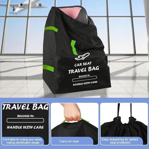 MYLEUS Durable Car Seat Travel Bag for Airplane & Stroller Bag - Large Tear & Water Resistant Gate Check Bag, Fits Convertible Car Seats or Double Strollers, Padded Easy Carry Protector for Air Travel — view 2