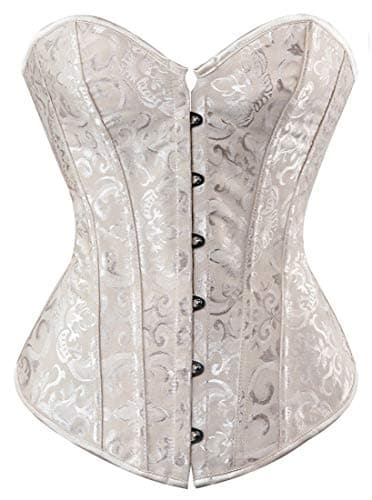 HNGHOU Women's Bustier Corset Top Plus Size Satin Waist Cincher Overbust Bustiers, Apricot-2, 4X-Large