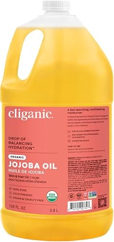Cliganic Jojoba Oil Non-GMO, Bulk Size 3.78 Liter, | 100% Pure for Skin, Hair & Face, Cold Pressed Natural Hexane Free - Hair Relaxer