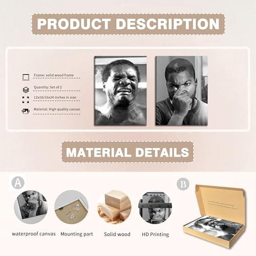 Framed Funny Bathroom Canvas Wall Art Set of 2 - Black and White Vintage Comedy Movies Posters, Funny Toilet Humour Smell Wall Decor Prints for Bathroom Decor 12x16in — view 4
