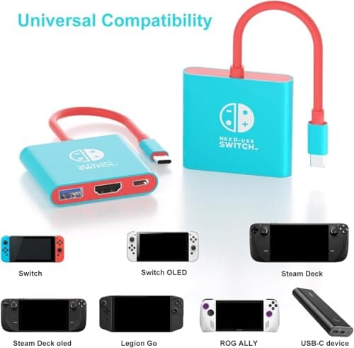 TNATRA Switch Dock, Portable TV Docking Station Compatible with Steam Deck/ROG Ally/Legion GO, 3-in-1 Switch Travel Dock with HDMI 4K@60Hz, 100W Charge PD Port and USB 3.0 — view 5