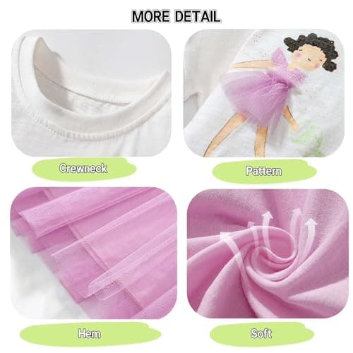 Winzik Girls Dress, Toddler Summer Short Sleeve Cotton Casual Dresses Clothes 18M-7Y(6-7 Years, Tulle White Girls) — view 5