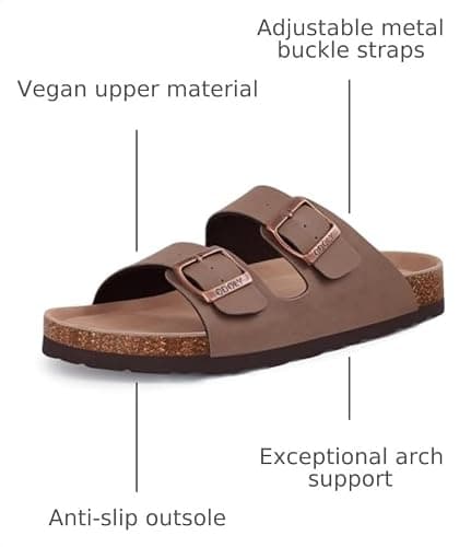 ODOLY Unisex Comfortable Cork Footbed Slide Sandals with Arch Support — view 2