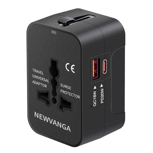 Universal Travel Adapter USB C, All in One Worldwide Plug Adapter, Black