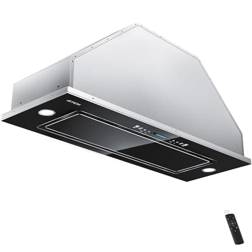 IKTCH New 30" Range Hood Insert, 900 CFM Ducted/Ductless Range Hood with 4 Speed Fan, Black Stainless Steel & Tempered Glass and Gesture Sensing&Touch Control Making life Smarter