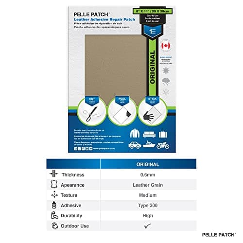 Pelle Patch - Leather Couch Repair Patch - 25 Colors Available - Original 8x11 - Beige — view 3