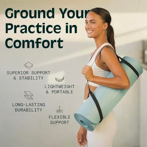 Retrospec Solana Yoga Mat 1" And 1/2" Thick With Nylon Strap for Men And Women - Non Slip Exercise Mat For Home Yoga, Pilates, Stretching, Floor And Fitness Workouts — view 3