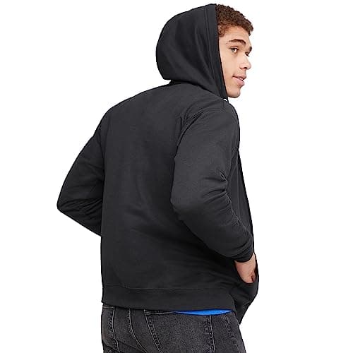 Hanes Mens Hoodie, Ecosmart Fleece Full-zip Zip-up Hooded Sweatshirt For Athletic-hoodies, Black, XX-Large US