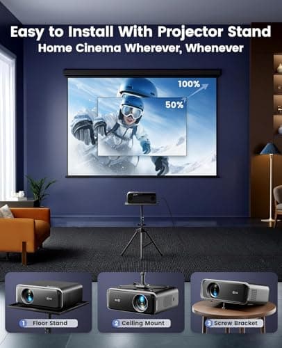 [Built-in Apps/4K Support] Smart Outdoor Projector with WiFi and Bluetooth, Movie Projector, DoIby Audio with Dual Speaker, Auto Focus w/ YouTube&PrimeVideo Proyector, Upgrad P62 Pro — view 5