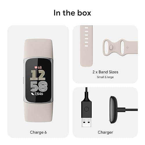 Google Fitbit Charge 6 Advanced Health and Fitness Tracker with Built-in GPS, Stress Management Tools, Sleep Tracking, 24/7 Heart Rate and more -- Silver/White — view 7