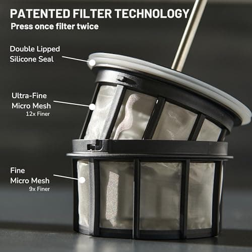 ESPRO Go P0 Ultralight French Press Coffee Maker for Travel, Vacuum Insulated Stainless Steel, 16 Ounces, Matte Meteorite Black — view 2