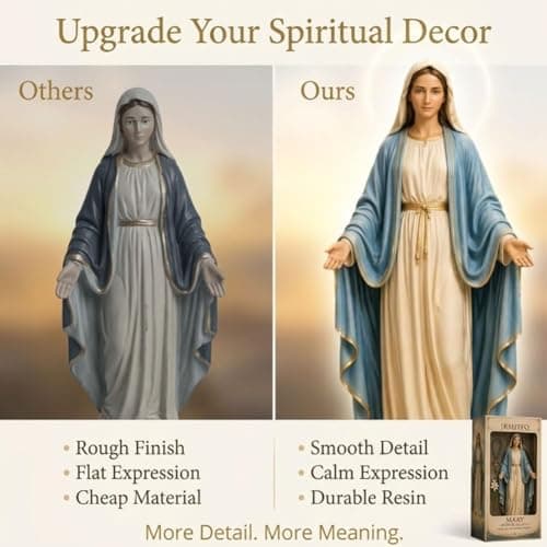 Virgin Mary Collectible Figure, Blessed Mother Madonna Catholic Religious Statue Saint Guadalupe Resin Hand Painted Decor Christian Prayer Altar Gift Home Sculpture(1pc) — view 2