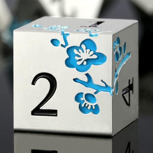 Silver Metal DND Dice Set, 7PCS D&D Metal Dice with Metal Case for Dungeons and Dragons, Shadowrun, Pathfinder, Savage World and Table Games (Glow in The Dark Blue) — view 3