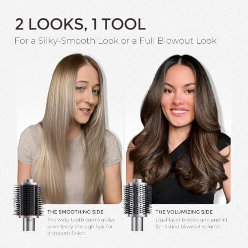 TYMO 4.0 Hair Blow Dryer Brush - Lightweight 3X Faster Drying 5-in-1 Ionic Blowout Hair Dryer Brush Adds Shine, Volume & Fullness for Smooth, Anti-Frizz Straight, Curl & Blowout Styles, Metal Grey — view 3