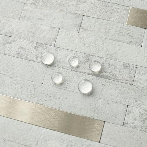 AULIGET 2 Sheets Faux Stone Peel and Stick Backsplash, Beige Stone Look PVC Wall Tile Stick on Backsplash for Kitchen and Bathroom — view 2
