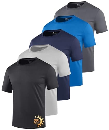 ZITY Classic Tshirt for Men- UPF 50+ Sun Protection 5 Pack Men's Rash Guard Short Sleeve Moisture Wicking Athletic Shirts Z04 L