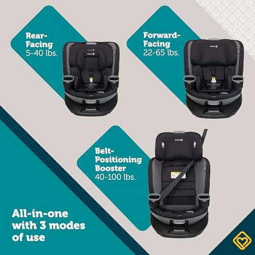 Safety 1st Turn and Go 360 ST Rotating All-in-One Convertible Car Seat, SafetySwivel Technology, SecureTech Installation, 3-in-1 Rear-Facing, Forward-Facing, Booster, 5-100 lbs, Skyline — view 2