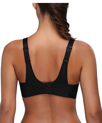 WingsLove Women’s High Impact Comfort Full Support Non Padded Sport Bra, Black, 36H — view 6