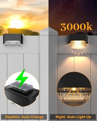 CANASUN Solar Deck Lights 16 Pack Solar Fence Light Solar Powered Outdoor Step Light IP65 Waterproof LED Pathway Light for Deck Fence Railing Garden Patio StairYard (Warm Light) — view 4