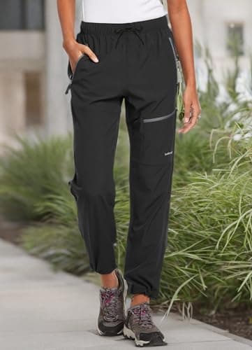 baleaf Women's Hiking Pants Quick Dry Water Resistant Lightweight Joggers Pant for All Seasons Elastic Waist Black Size M — view 8