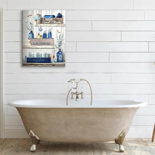 Bathroom Wall Art Canvas Poster Decor Picture For Wall Botanical, Rustic Green, (AA, 30x40 cm, Framed) — view 2